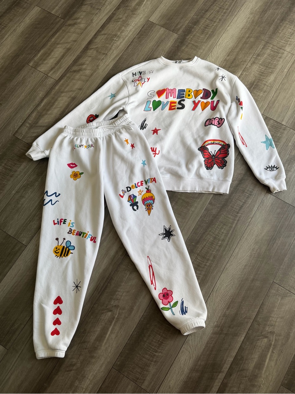 The Mayfair Group x iscreamcolour Somebody Loves You 2-Piece Sweat Set Sz S/M
